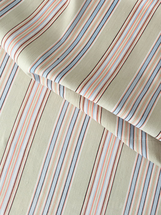 Beige and light blue striped ticking. Spain c.1950 - Lot of 2 pieces