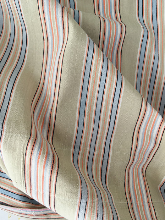 Beige and light blue striped ticking. Spain c.1950 - Lot of 2 pieces