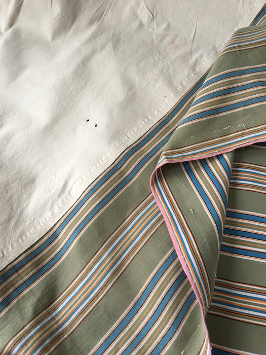 Beige and light blue striped ticking. Spain c.1950 - Lot of 3 pieces