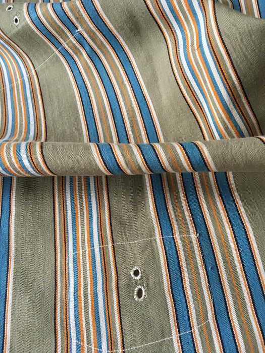 Beige and light blue striped ticking. Spain c.1950 - Lot of 5 pieces