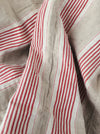 Red and beige striped ticking. Spain c.1900 - Lot of 2 pieces