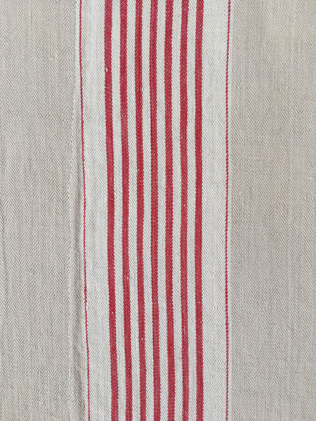 Neutral Red Stripes Antique European Ticking Fabric Recovered Panels REC-RA-BEIGE-008 - Ticking Depot