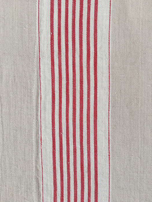 Neutral Red Stripes Antique European Ticking Fabric Recovered Panels REC-RA-BEIGE-008 - Ticking Depot