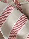 Red and beige striped ticking. Spain c.1900 - Lot of 2 pieces