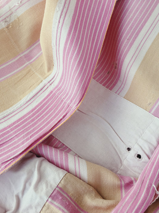  Pink and beige striped ticking. Spain c.1900 - 54×195 cm