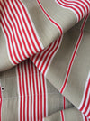Red and beige striped ticking. Spain c.1900 - Lot of 2 pieces