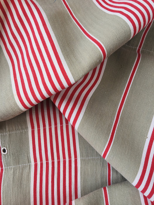 Red and beige striped ticking. Spain c.1900 - Lot of 2 pieces