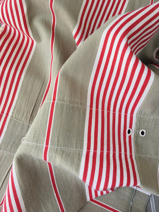 Red and beige striped ticking. Spain c.1900 - Lot of 2 pieces