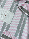 Pink and gray striped ticking. Spain c.1900 - Lot of 2 pieces