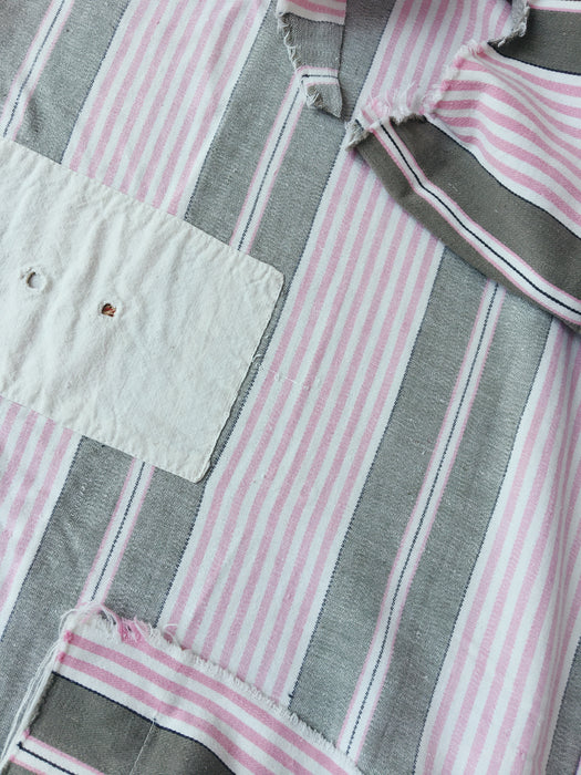 Pink and gray striped ticking. Spain c.1900 - Lot of 2 pieces