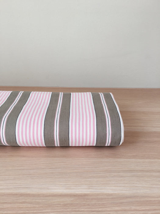 Pink and gray striped ticking. Spain c.1900 - Lot of 2 pieces