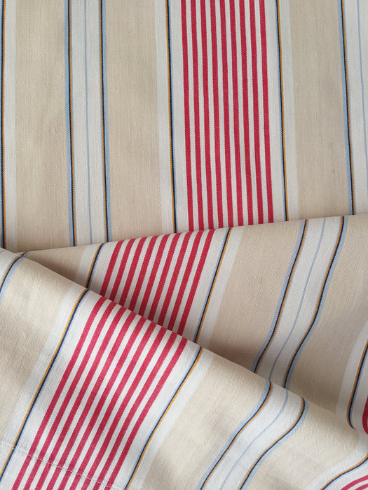 Red, blue and beige striped ticking. Spain c.1900 - Lot of 2 pieces