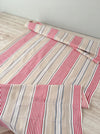Red, blue and beige striped ticking. Spain c.1900 - Lot of 2 pieces