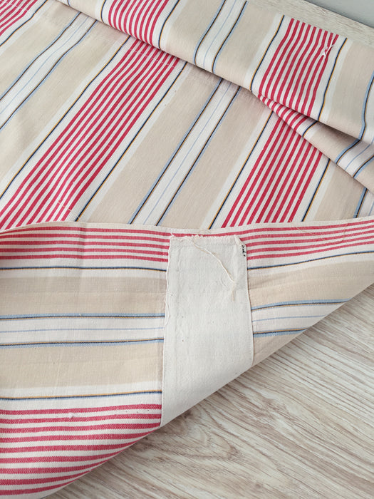 Red, blue and beige striped ticking. Spain c.1900 - Lot of 2 pieces