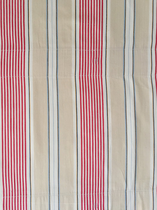 Red, blue and beige striped ticking. Spain c.1900 - Lot of 2 pieces