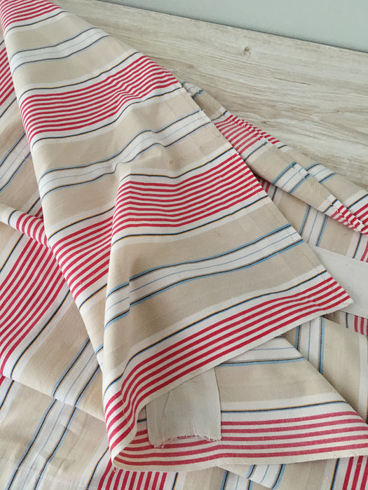Red, blue and beige striped ticking. Spain c.1900 - Lot of 2 pieces
