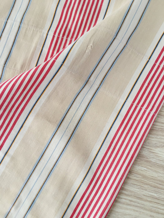 Red, blue and beige striped ticking. Spain c.1900 - Lot of 2 pieces