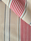 Red, blue and beige striped ticking. Spain c.1900 - Lot of 2 pieces