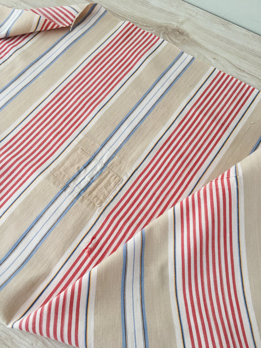 Red, blue and beige striped ticking. Spain c.1900 - 120×50 cm
