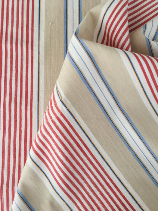 Red, blue and beige striped ticking. Spain c.1900 - 120×50 cm