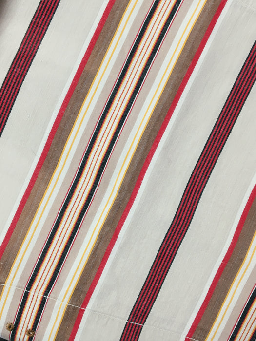 Red, beige, and brown striped ticking. Spain c.1950 - Lot of 2 pieces