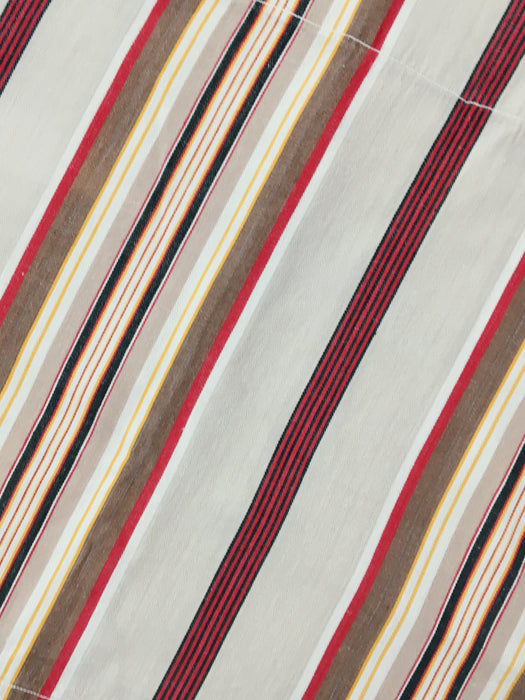 Red, beige, and brown striped ticking. Spain c.1950 - Lot of 2 pieces