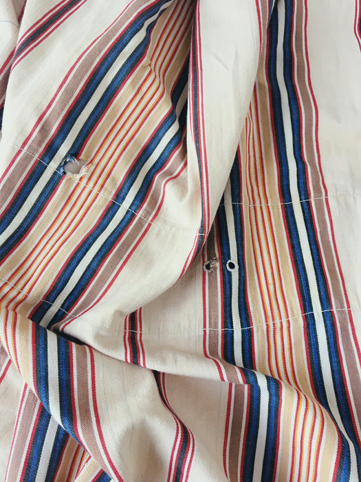 Red, blue and beige striped ticking. Spain c.1950 - Lot of 2 pieces