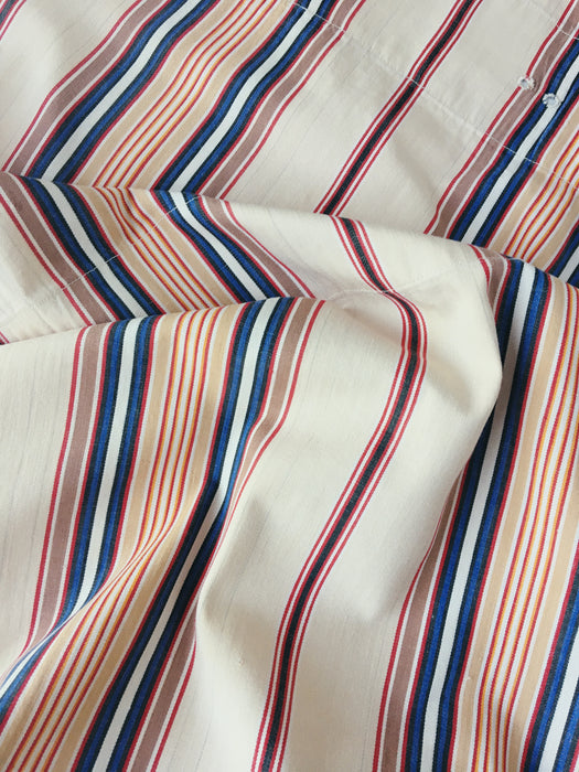 Red, blue and beige striped ticking. Spain c.1950 - Lot of 2 pieces