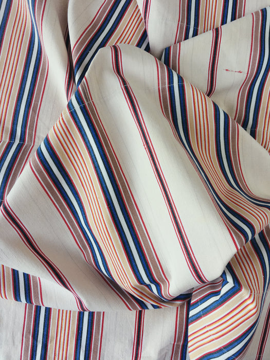 Red, blue and beige striped ticking. Spain c.1950 - Lot of 2 pieces