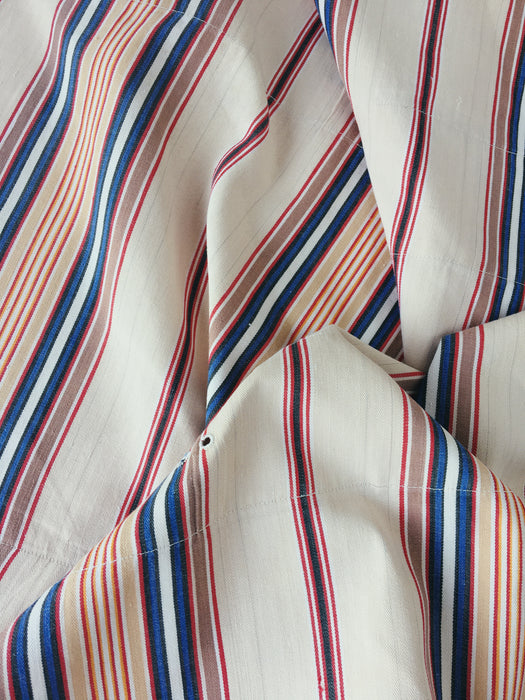 Red, blue and beige striped ticking. Spain c.1950 - Lot of 2 pieces