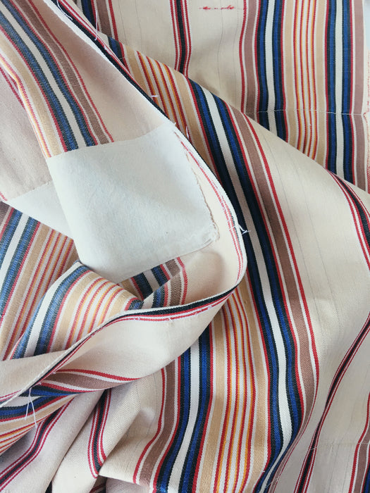 Red, blue and beige striped ticking. Spain c.1950 - Lot of 2 pieces