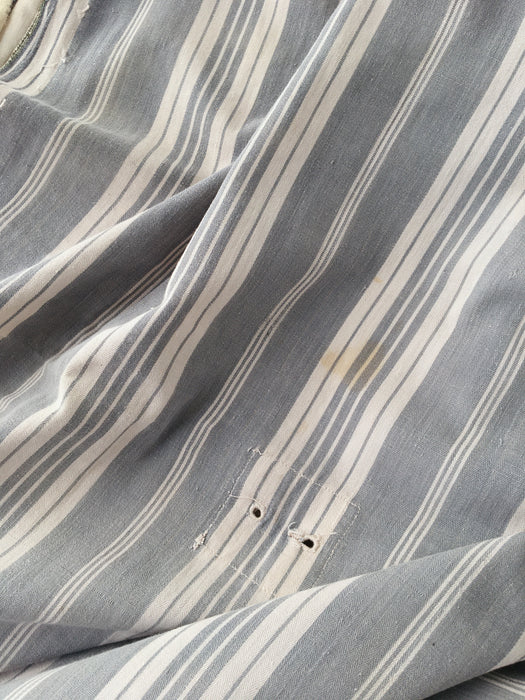 Gray and white striped ticking. Spain c.1900 - Lot of 2 pieces