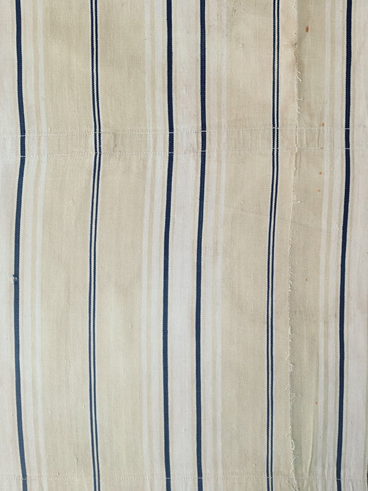 Blue, white and beige striped ticking. Very rare. Spain c.1900 - 92×136 cm