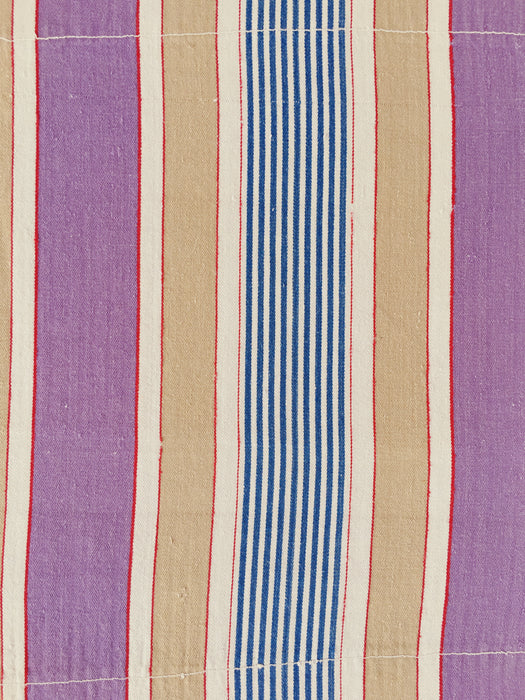 Lilac, blue and beige striped ticking. Spain c.1950 - 133×82 cm