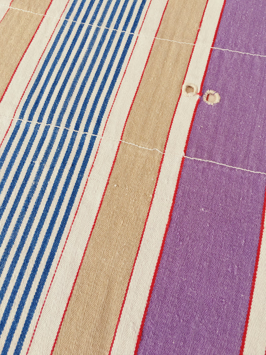 Lilac, blue and beige striped ticking. Spain c.1950 - 133×82 cm