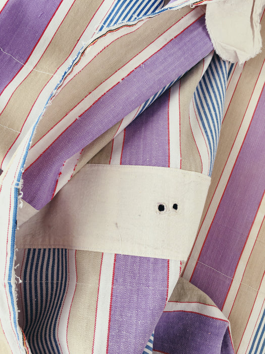 Lilac, blue and beige striped ticking. Spain c.1950 - 133×82 cm