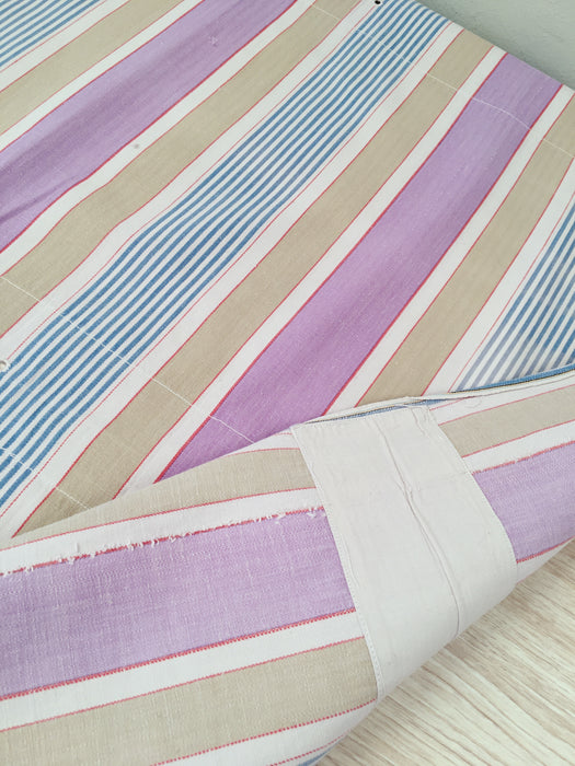 Lilac, blue and beige striped ticking. Spain c.1950 - Lot of 3 pieces