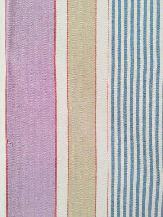 Lilac, blue and beige striped ticking. Spain c.1950 - Lot of 3 pieces