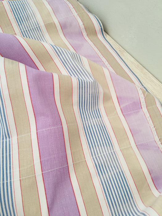 Lilac, blue and beige striped ticking. Spain c.1950 - Lot of 3 pieces