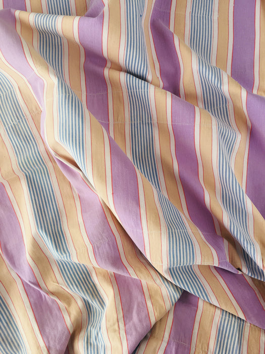 Lilac, blue and beige striped ticking. Spain c.1950 - 108×91 cm