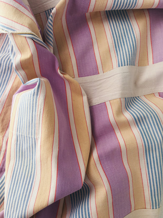Lilac, blue and beige striped ticking. Spain c.1950 - 108×91 cm