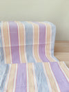 Lilac, blue and beige striped ticking. Spain c.1950 - 108×91 cm