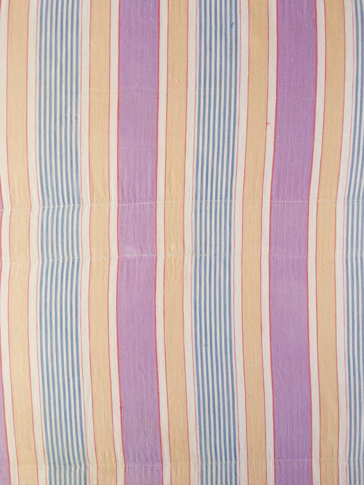 Lilac, blue and beige striped ticking. Spain c.1950 - 108×91 cm