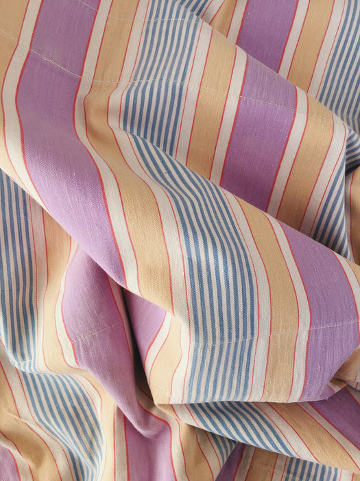 Lilac, blue and beige striped ticking. Spain c.1950 - 108×91 cm