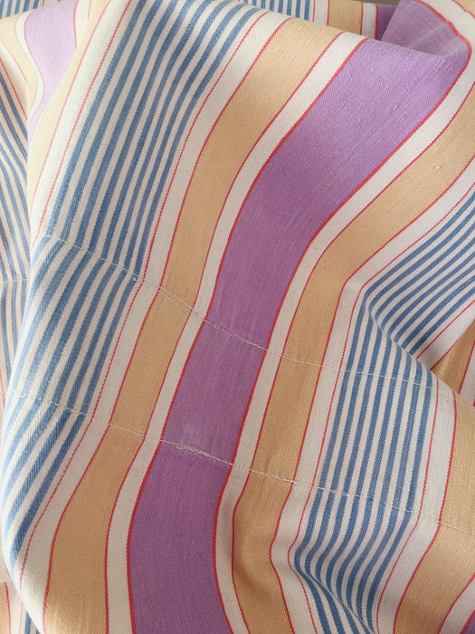 Lilac, blue and beige striped ticking. Spain c.1950 - 108×91 cm