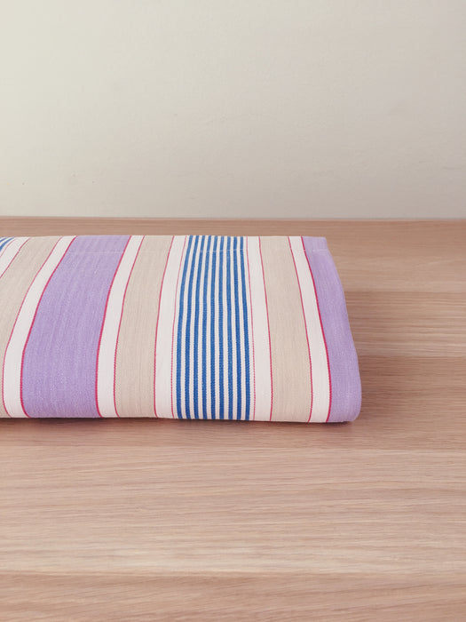 Lilac, blue and beige striped ticking. Spain c.1950 - Lot of 3 pieces