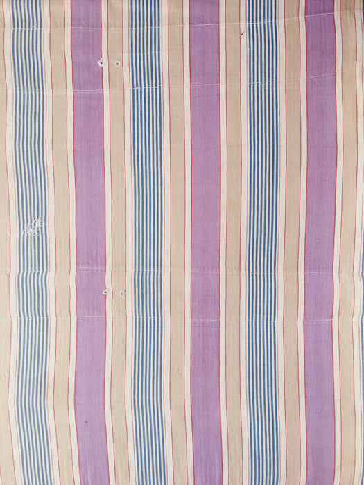 Lilac, blue and beige striped ticking. Spain c.1950 - Lot of 3 pieces