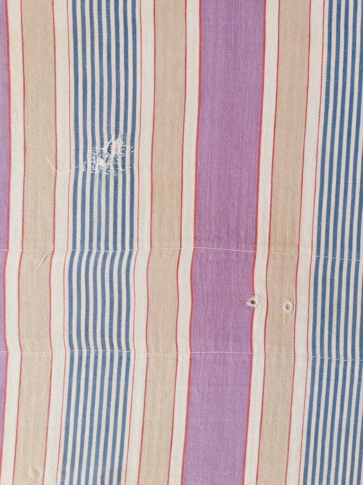 Lilac, blue and beige striped ticking. Spain c.1950 - Lot of 3 pieces