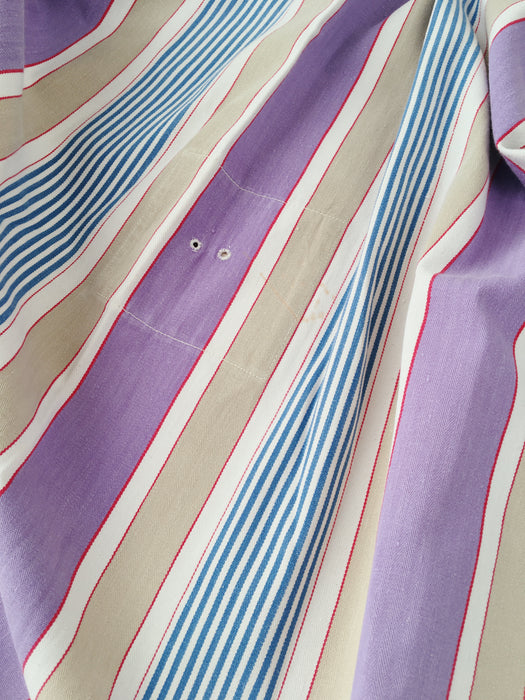 Lilac, blue and beige striped ticking. Spain c.1950 - Lot of 3 pieces
