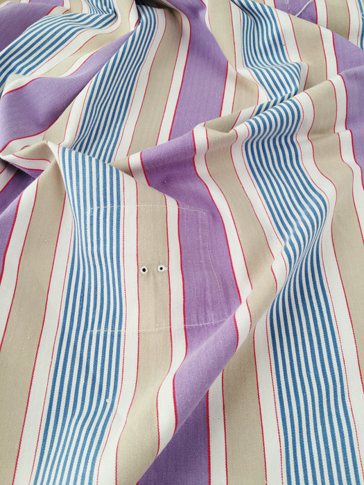 Lilac, blue and beige striped ticking. Spain c.1950 - Lot of 3 pieces